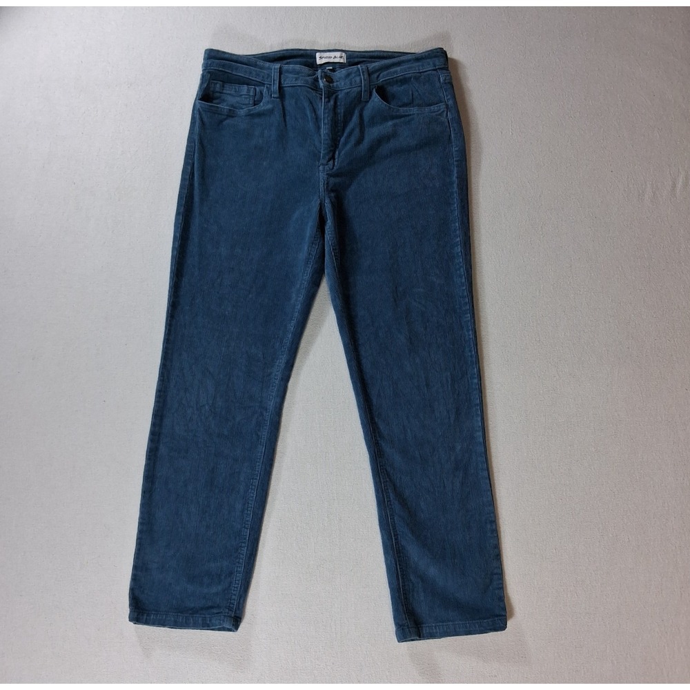 Studio Blue Women's Corduroy Pants Size 31 Teal Blue Straight Leg Stretch